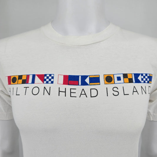 Vintage 1990s All Sport Hilton Head Island Nautical Signal Flags T-Shirt (S)
