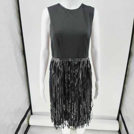 NWT Spense Women's Black Fringe Sleeveless Round Neck Sheath Dress (Size 8)