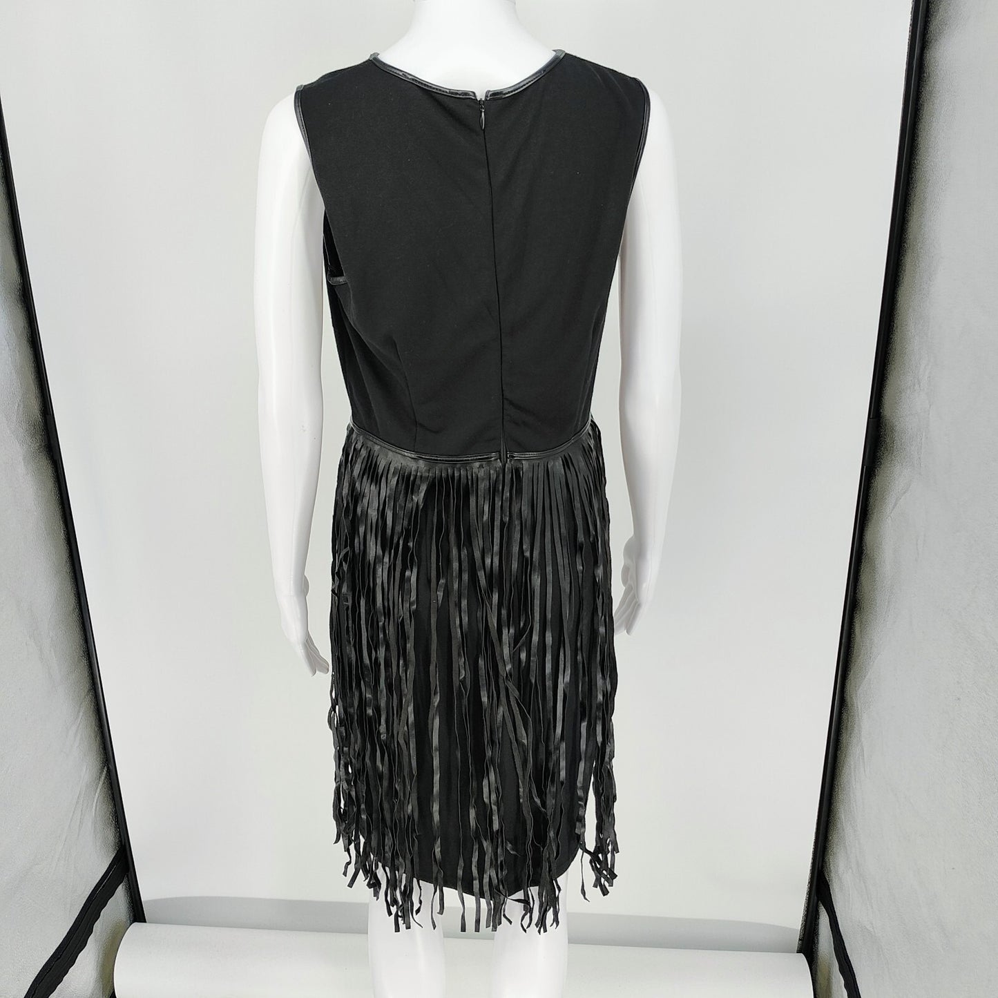 NWT Spense Women's Black Fringe Sleeveless Round Neck Sheath Dress (Size 8)