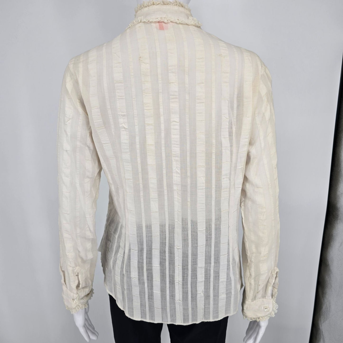 Vintage 1970s Donnkenny Cream Ruffle Lace Victorian Revival Blouse (M) #Flaws