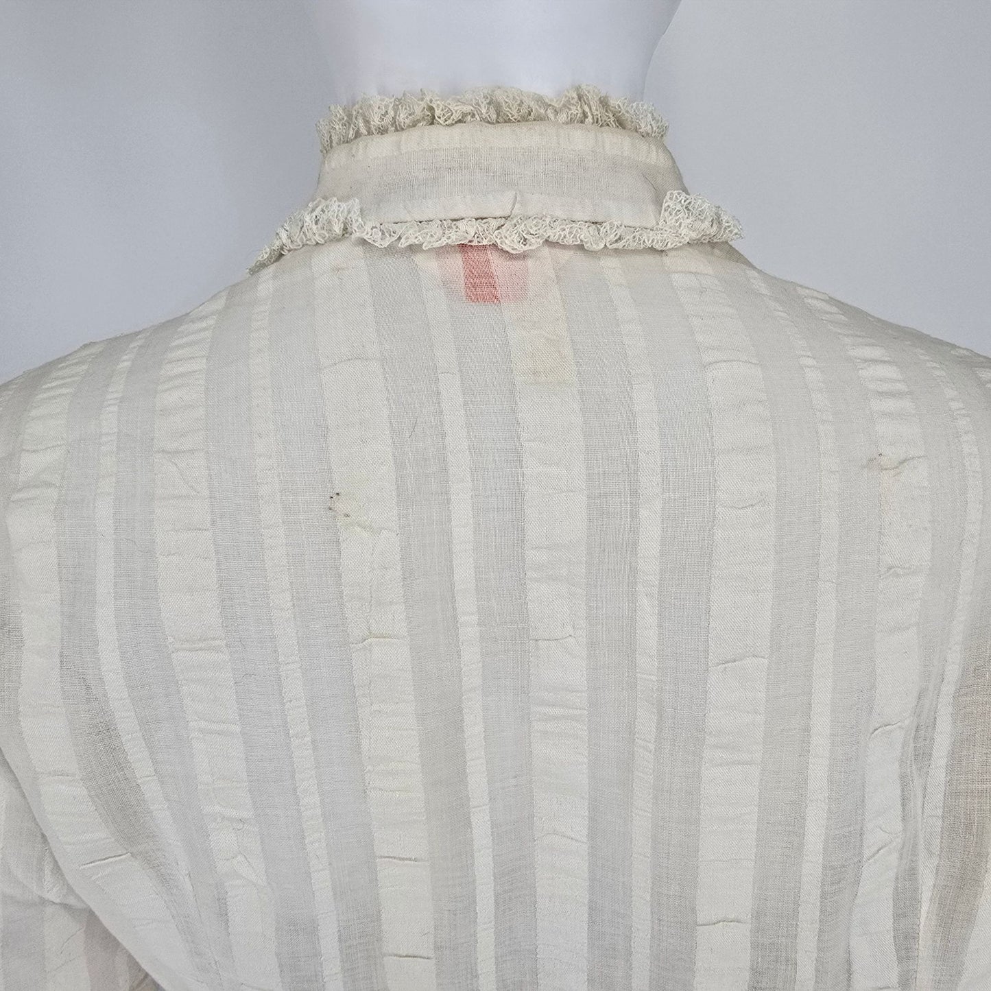 Vintage 1970s Donnkenny Cream Ruffle Lace Victorian Revival Blouse (M) #Flaws