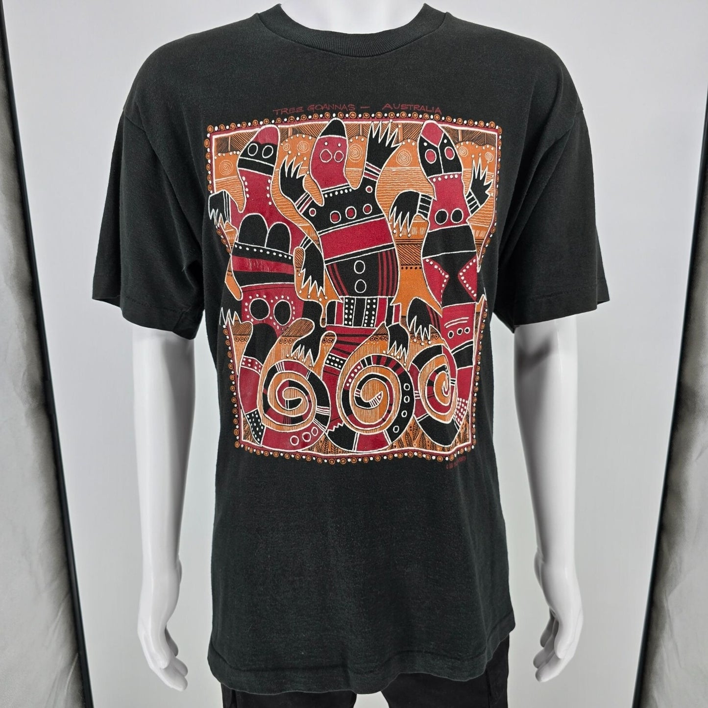 Vintage 1990s Outback Originals Tree Goannas Australia Aboriginal T-Shirt (XL)