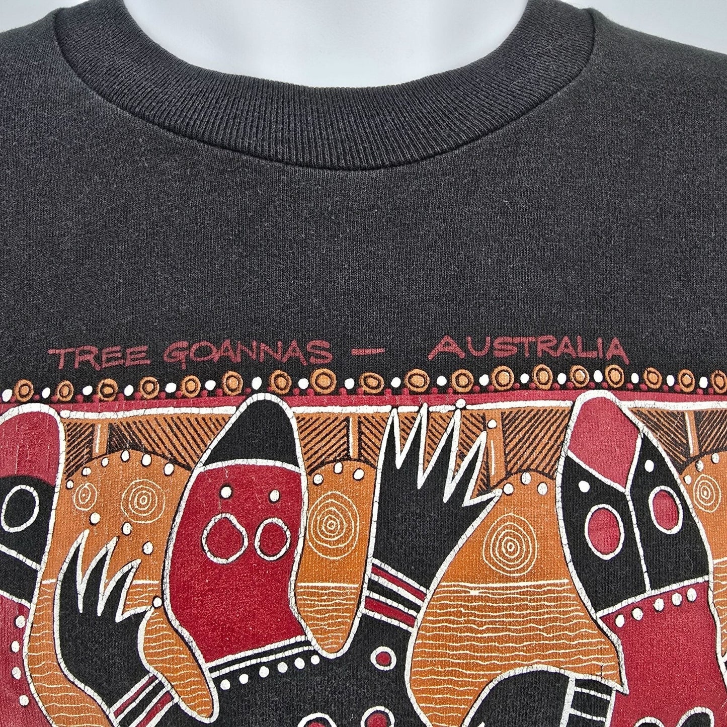 Vintage 1990s Outback Originals Tree Goannas Australia Aboriginal T-Shirt (XL)