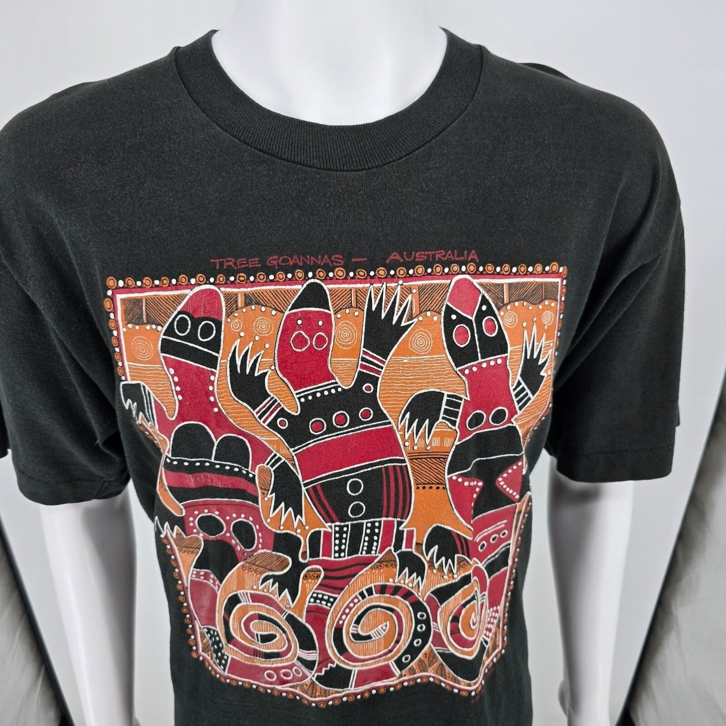 Vintage 1990s Outback Originals Tree Goannas Australia Aboriginal T-Shirt (XL)