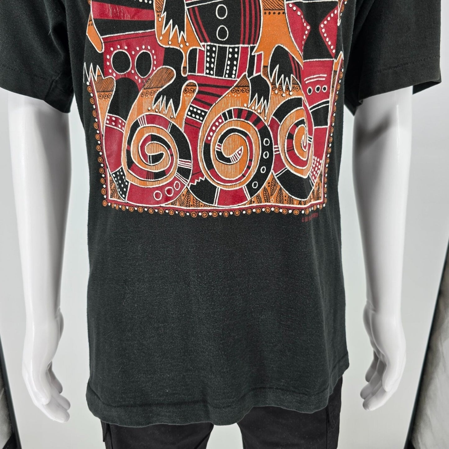 Vintage 1990s Outback Originals Tree Goannas Australia Aboriginal T-Shirt (XL)
