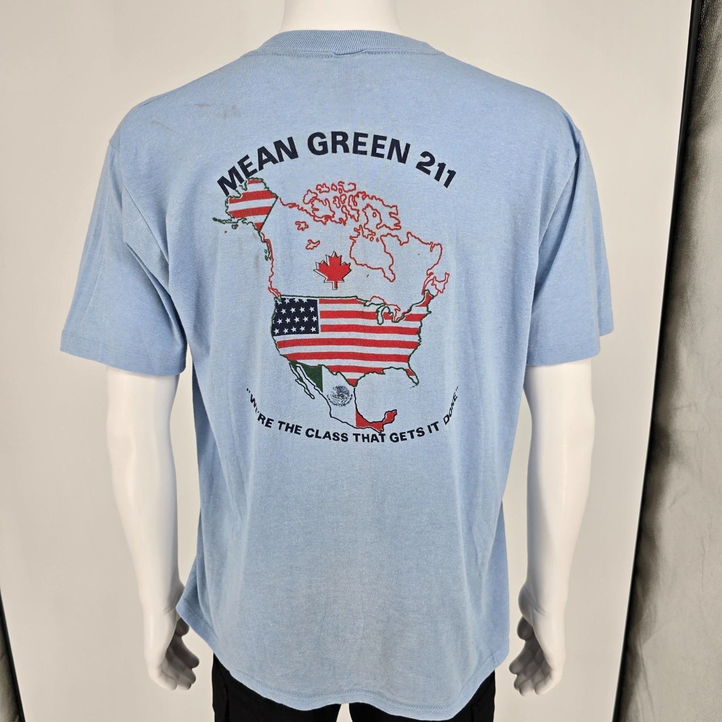 Vintage 1980s U.S. Border Patrol Academy Mean Green 211 Map Graphic T-Shirt (L)