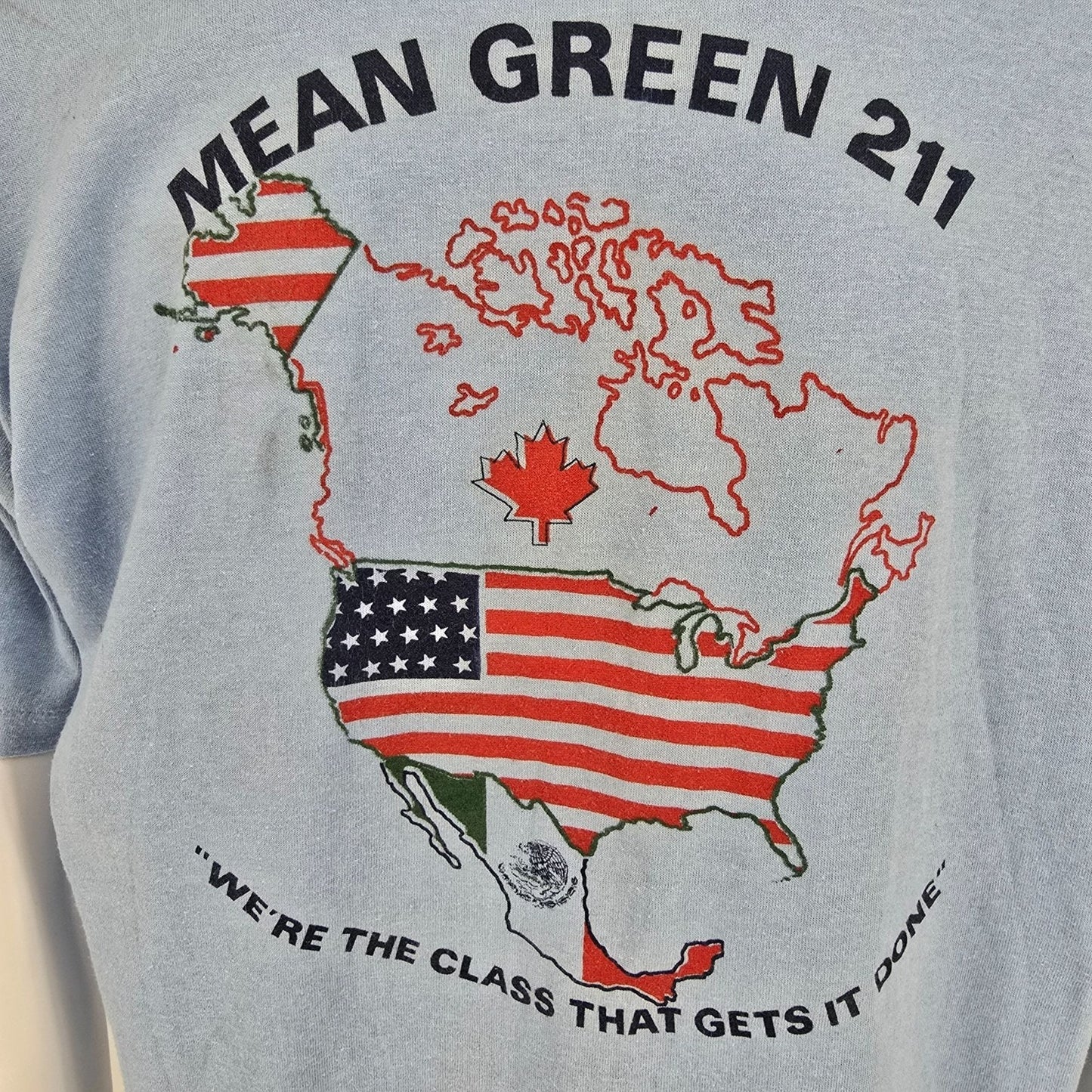Vintage 1980s U.S. Border Patrol Academy Mean Green 211 Map Graphic T-Shirt (L)