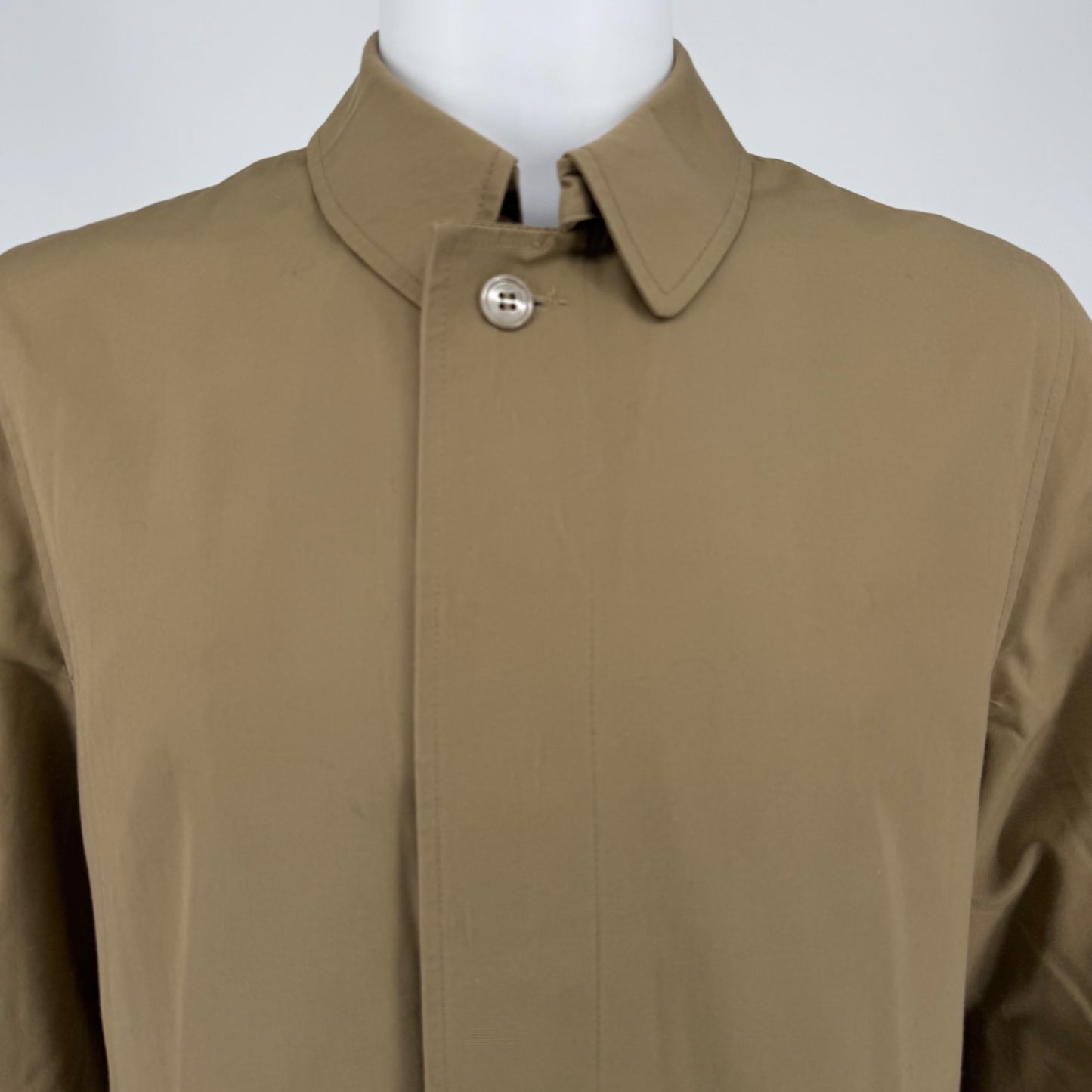 Vintage 1970s Sears Perma-Prest Khaki Fly Front Single-breasted Trench Coat (M)