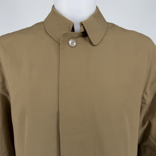 Vintage 1970s Sears Perma-Prest Khaki Fly Front Single-breasted Trench Coat (M)