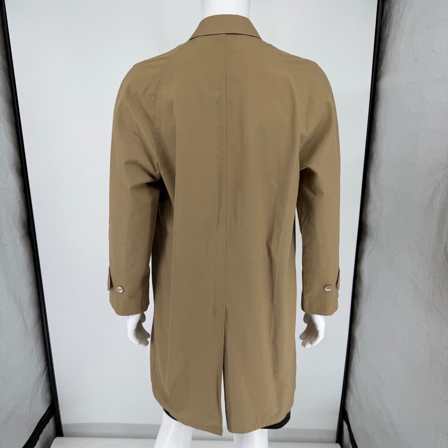 Vintage 1970s Sears Perma-Prest Khaki Fly Front Single-breasted Trench Coat (M)