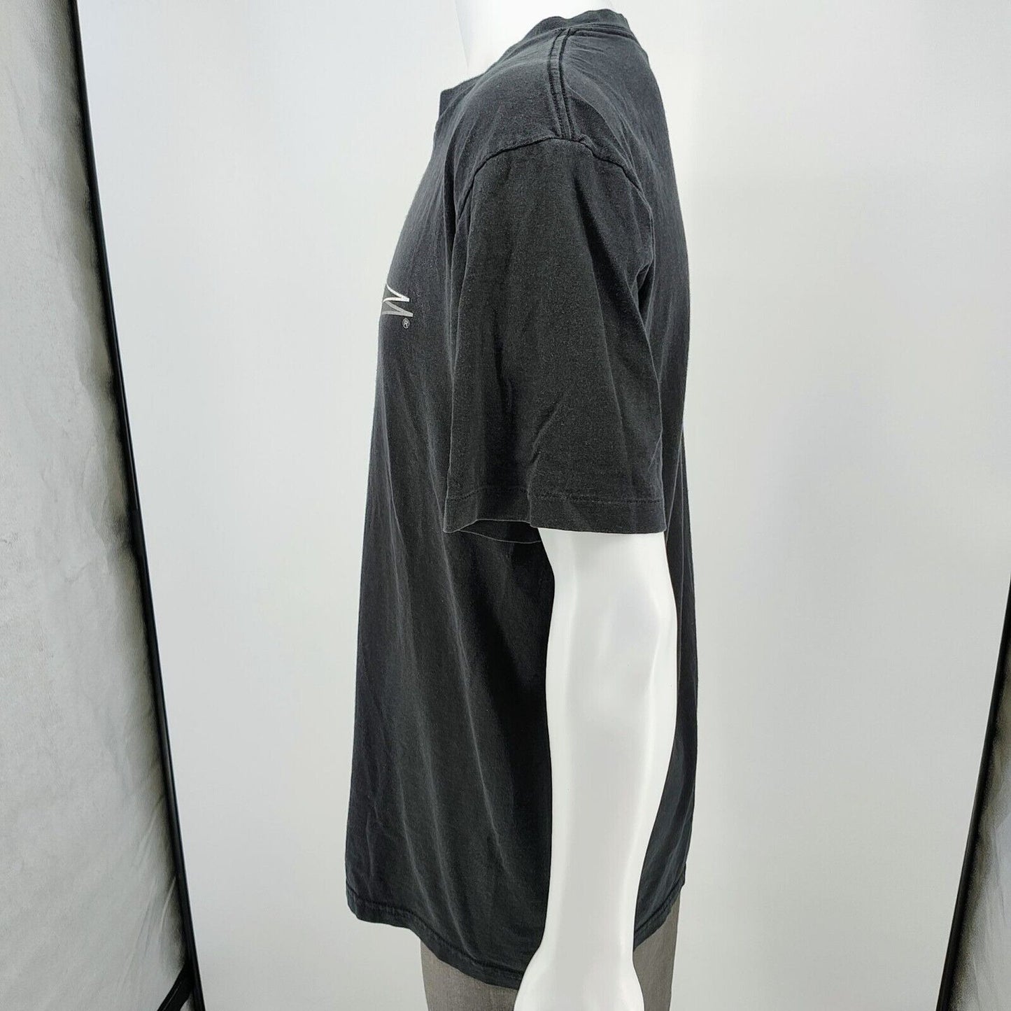Vintage 1990s Single Stitch Reebok Vector Logo Made in USA Black T-Shirt (L)