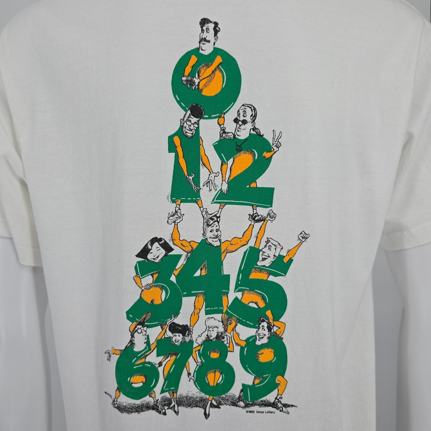 Vintage 1990s Hanes Beefy-T White Texas Lottery Pick 3 Promo T-Shirt (M/L)