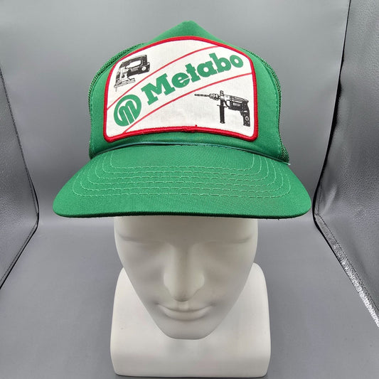 Vintage 1980s Headwear II Green Metabo Tools Snapback Trucker Hat (OSFA)