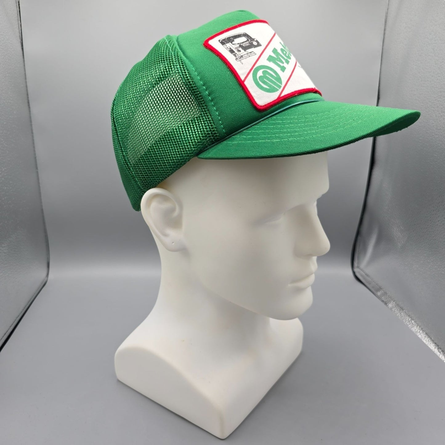 Vintage 1980s Headwear II Green Metabo Tools Snapback Trucker Hat (OSFA)