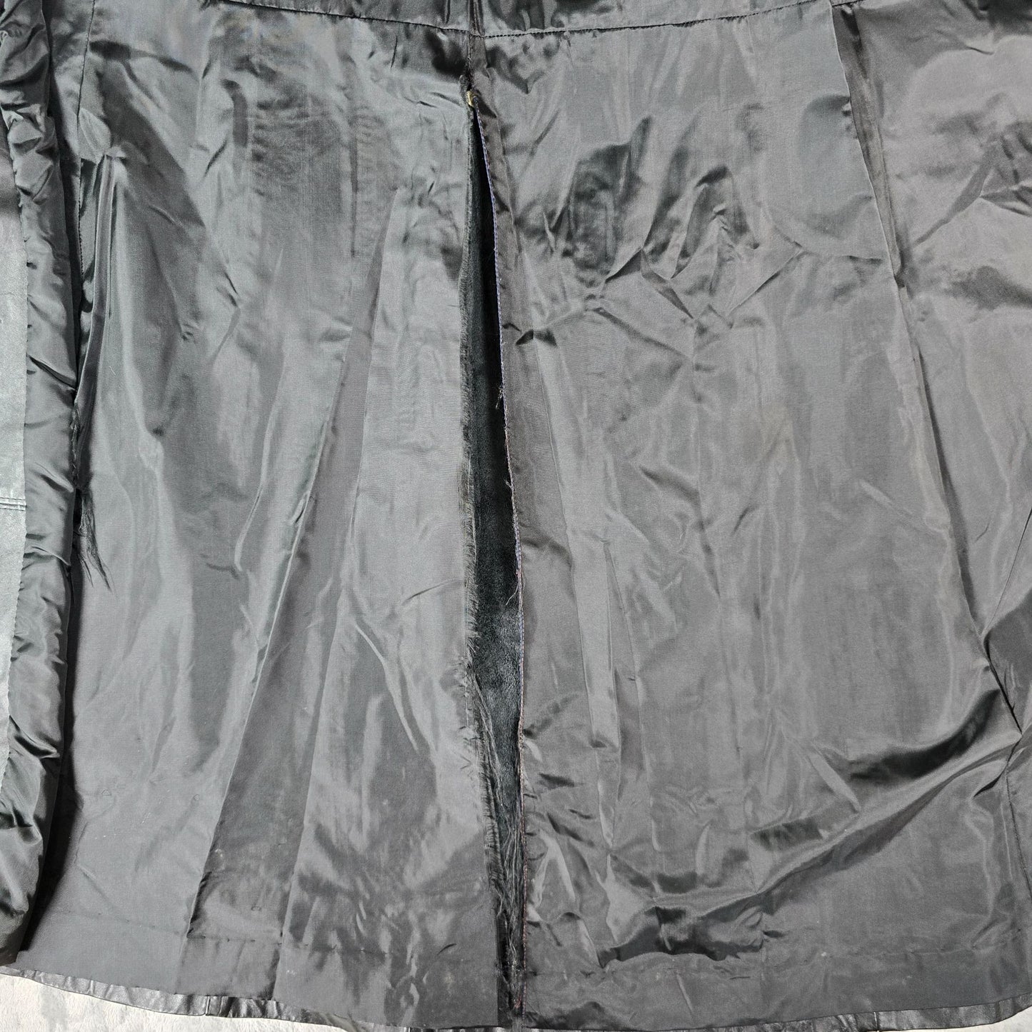 Vintage 1990s Split End Ltd. Single-Breasted Black Leather Trench Coat (M)