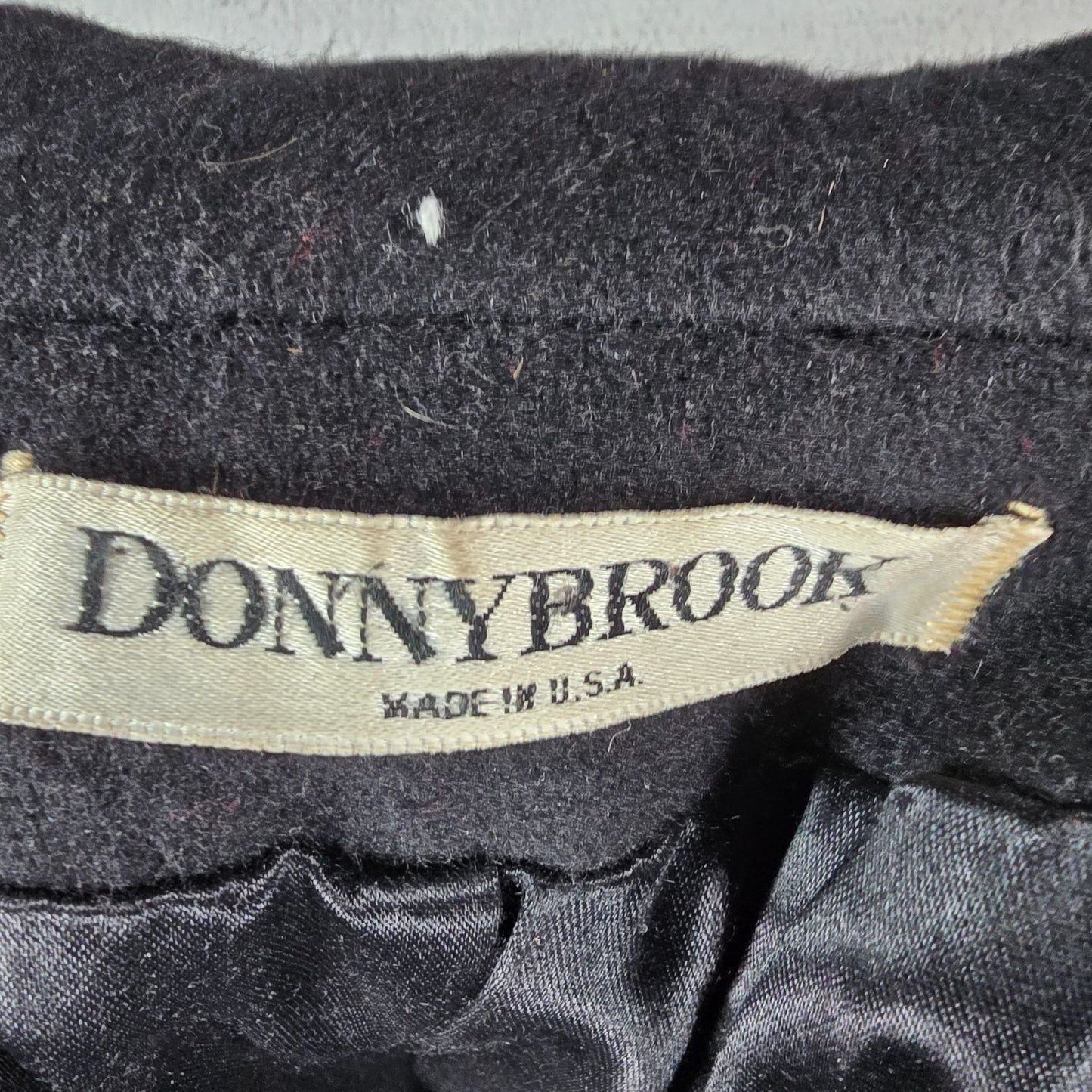 Vintage 1980s Donnybrook Black Hockanum Wool Double-Breasted Long Coat (8P)