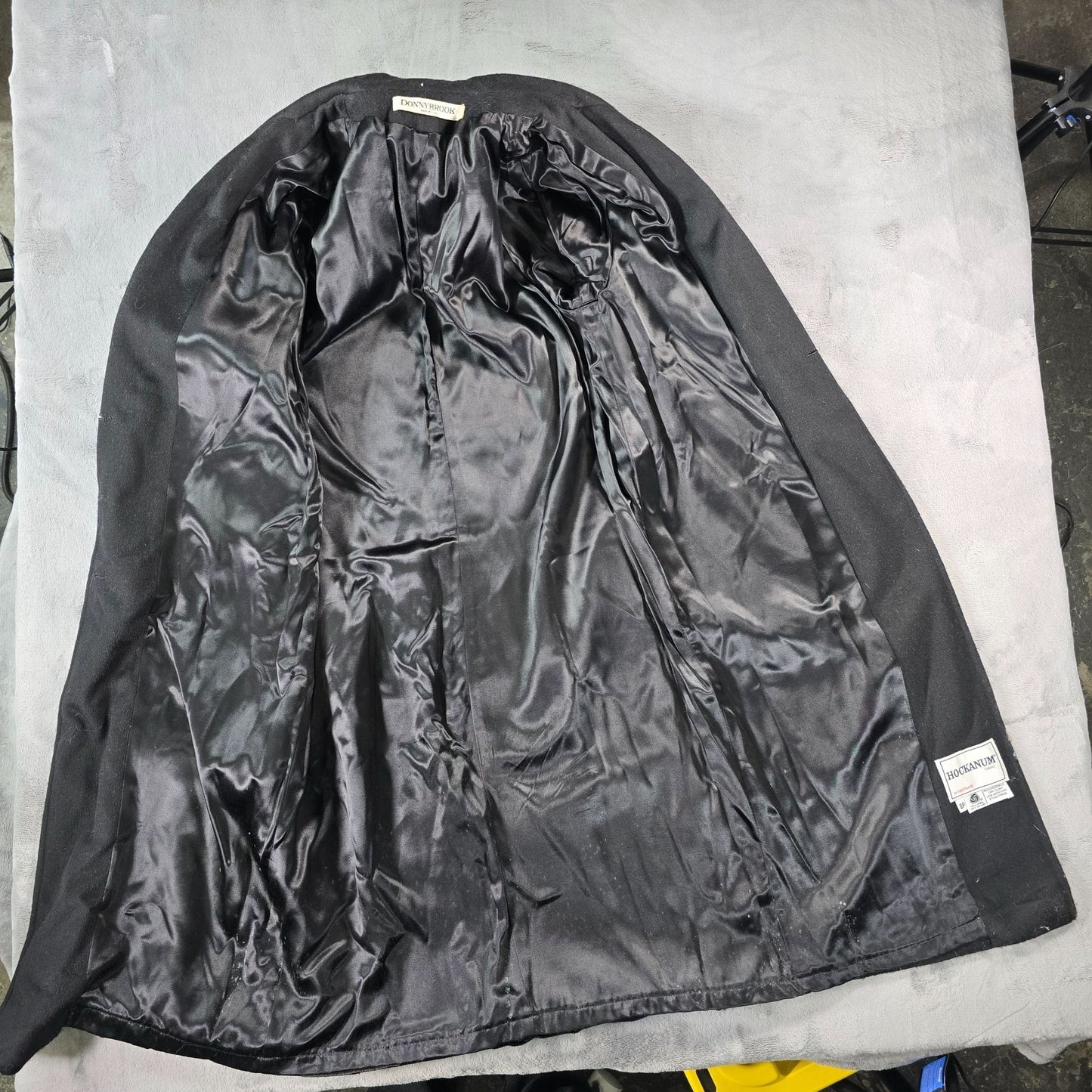 Vintage 1980s Donnybrook Black Hockanum Wool Double-Breasted Long Coat (8P)