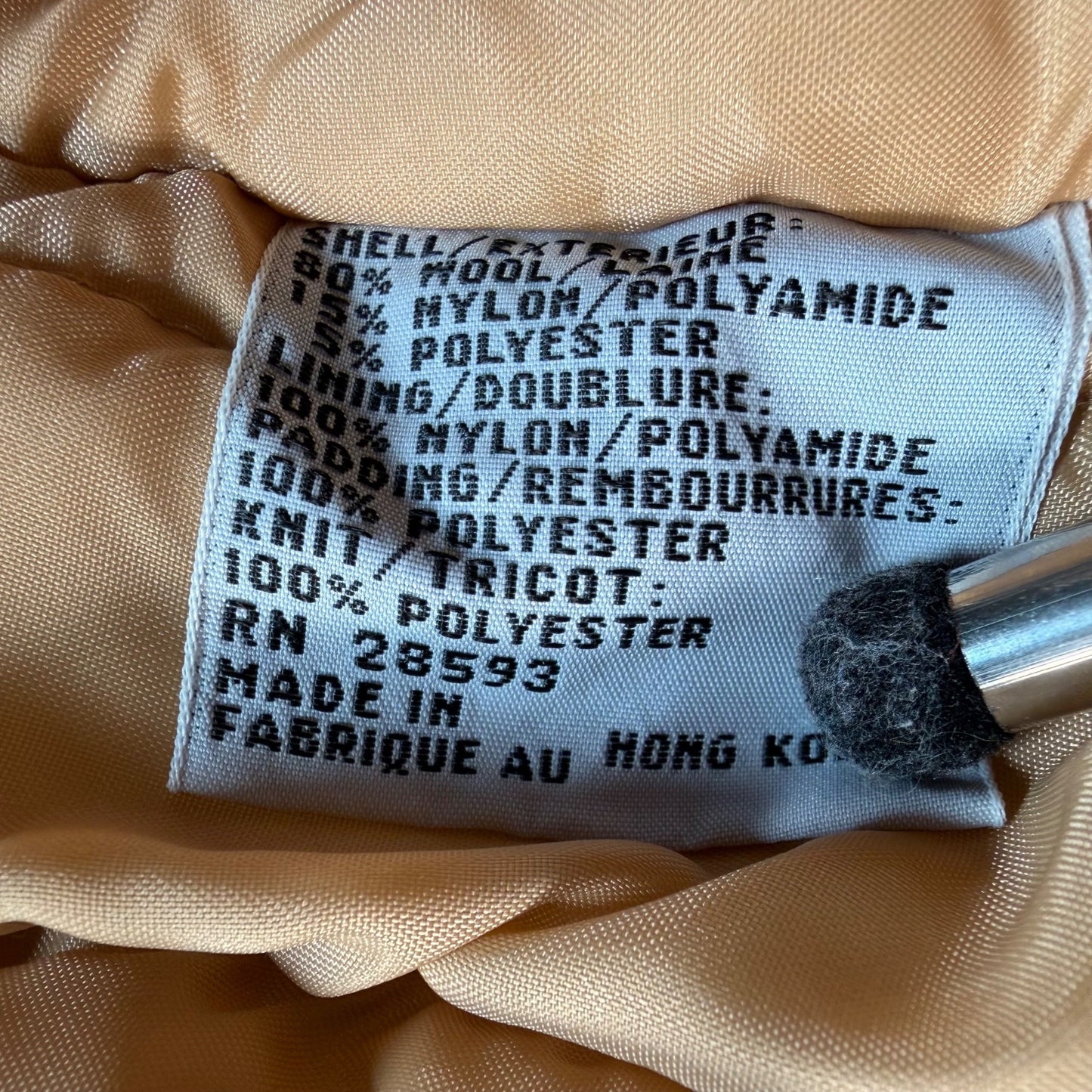 Vintage 1980s Members Only Tan Wool-Blend Padded Bomber Jacket (Size 44/L)