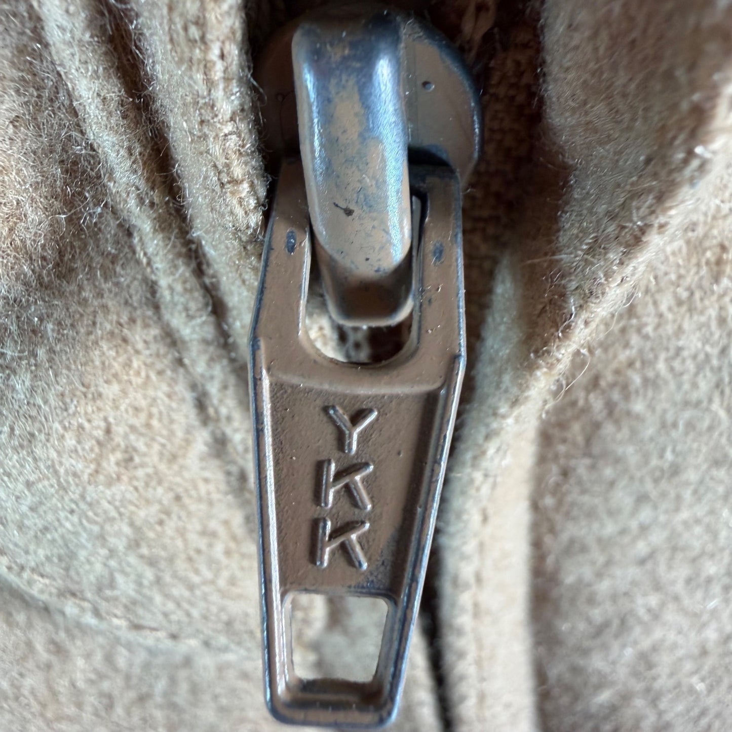 Vintage 1980s Members Only Tan Wool-Blend Padded Bomber Jacket (Size 44/L)