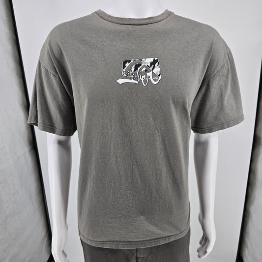 Y2 Quicksilver Monochrome Camo Logo Gray Graphic T-Shirt (XL)