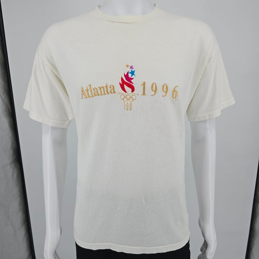 Vintage 1996 Hanes Beey-T Atlanta Olympics Embroidered Logo T-Shirt (L)