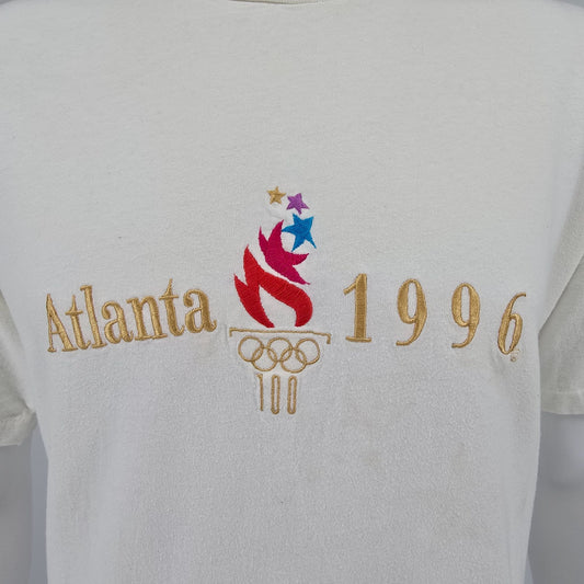 Vintage 1996 Hanes Beey-T Atlanta Olympics Embroidered Logo T-Shirt (L)