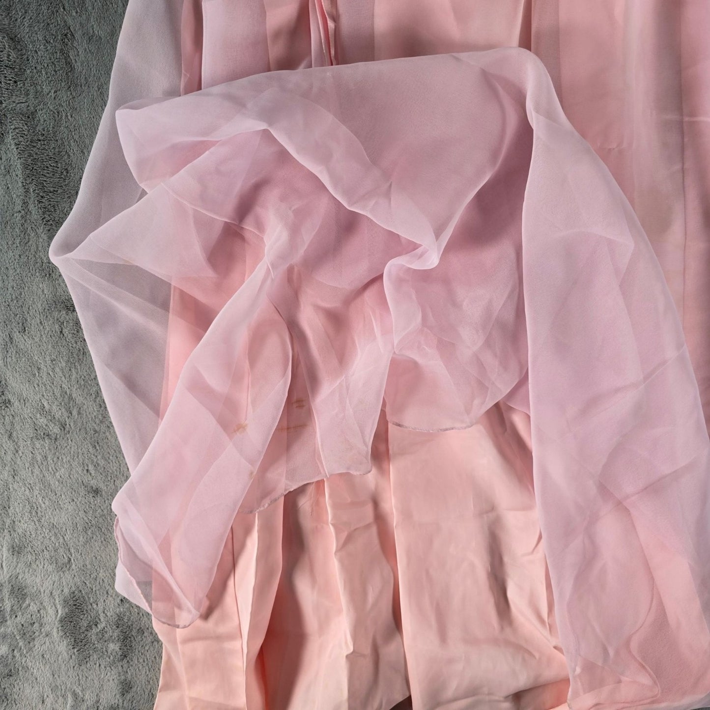Vintage 1970s Light Pink Tiered Ruffle Bodice Empire Maxi Dress (Size 2/XS)