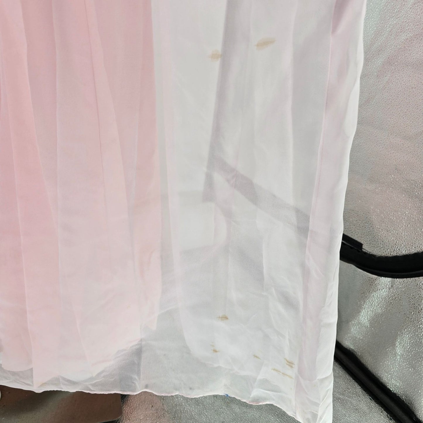 Vintage 1970s Light Pink Tiered Ruffle Bodice Empire Maxi Dress (Size 2/XS)
