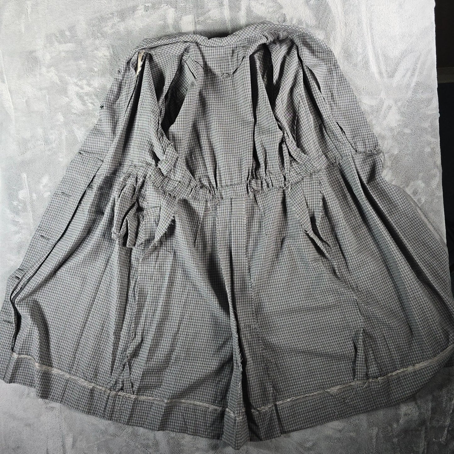 Vintage 1950s Gray Micro-Check Wrap-Front Coat Dress/Day Dress (Large)