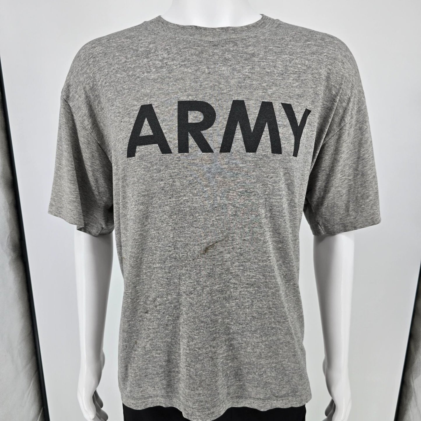 Distressed Vintage 1980s Gray Tri-blend Thin Army Physical Training T-Shirt (XL)