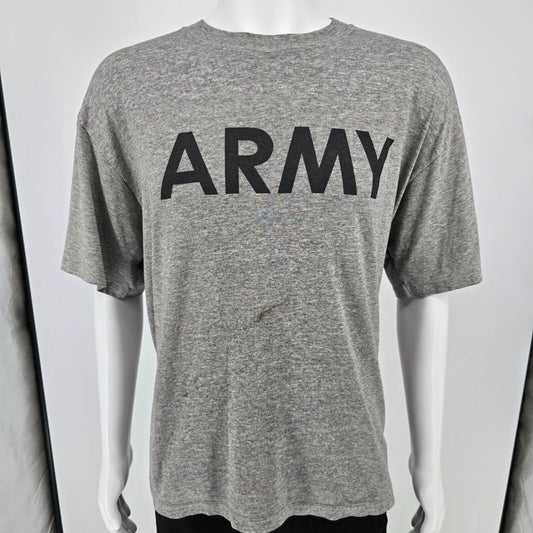 Distressed Vintage 1980s Gray Tri-blend Thin Army Physical Training T-Shirt (XL)