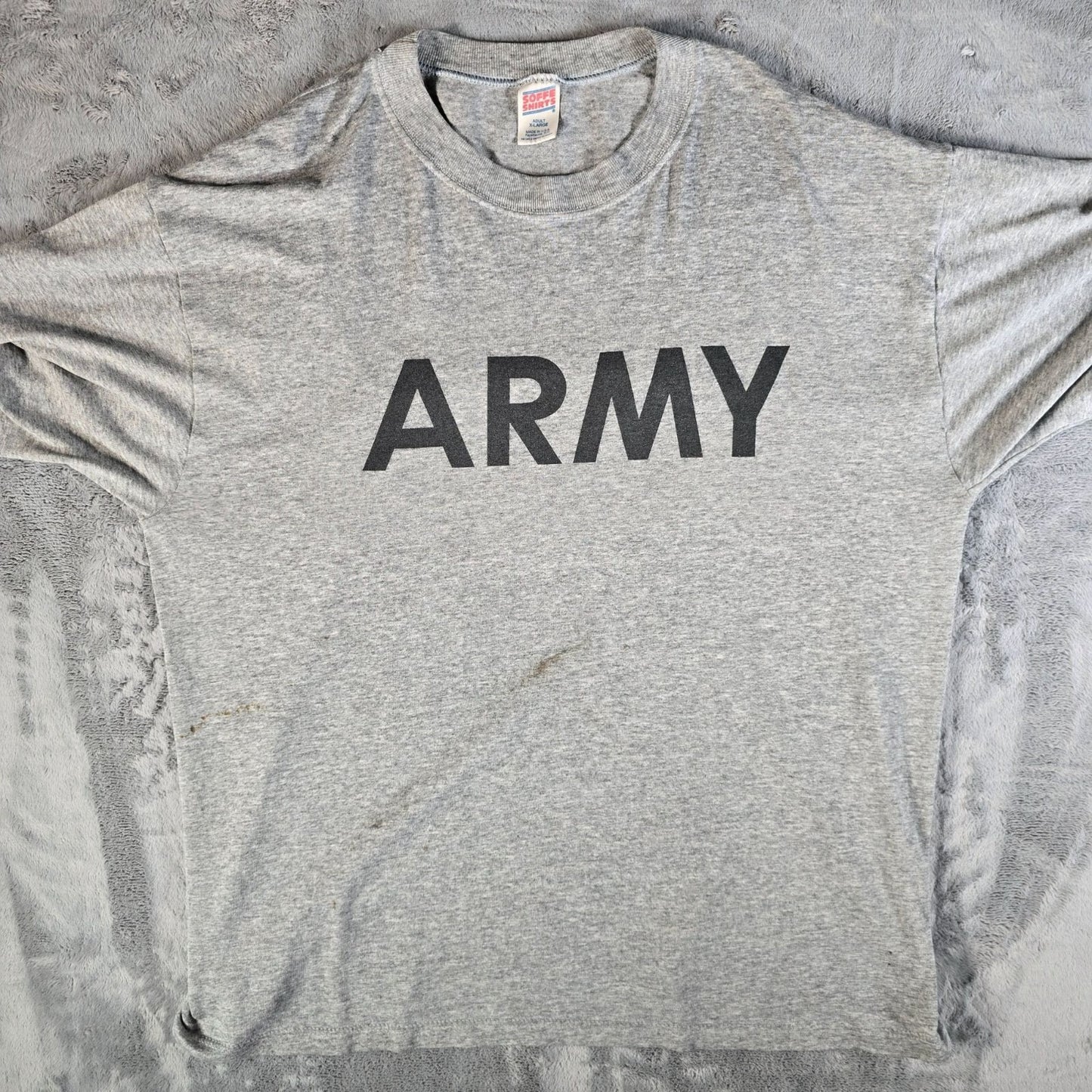 Distressed Vintage 1980s Gray Tri-blend Thin Army Physical Training T-Shirt (XL)