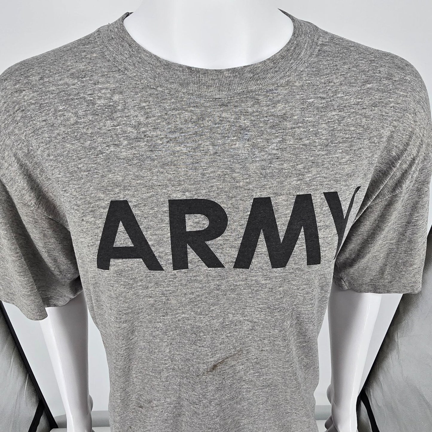 Distressed Vintage 1980s Gray Tri-blend Thin Army Physical Training T-Shirt (XL)