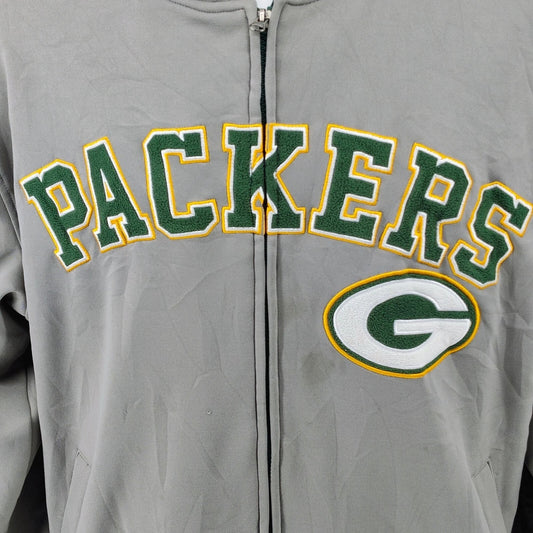 NFL Green Bay Packers Logo Fleece Lined Hooded Gray Jacket (Large) *FLAWS*