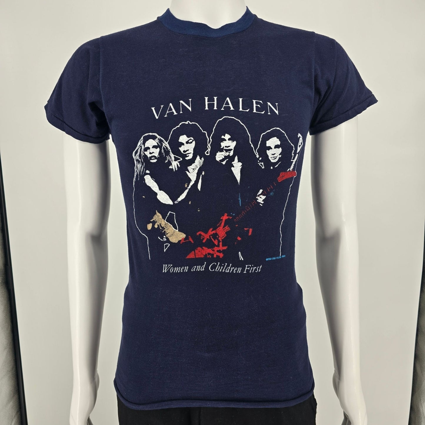 Vintage 1980 Van Halen Women & Children First Rock Band Concert T-Shirt (XS/S)