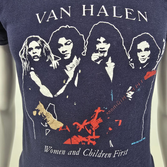 Vintage 1980 Van Halen Women & Children First Rock Band Concert T-Shirt (XS/S)