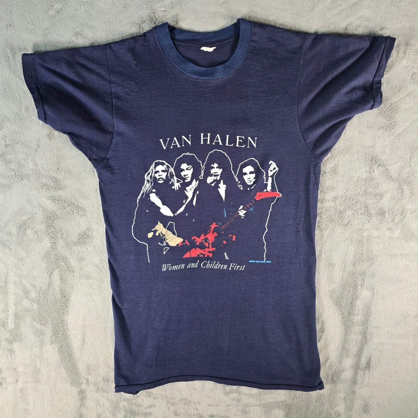 Vintage 1980 Van Halen Women & Children First Rock Band Concert T-Shirt (XS/S)