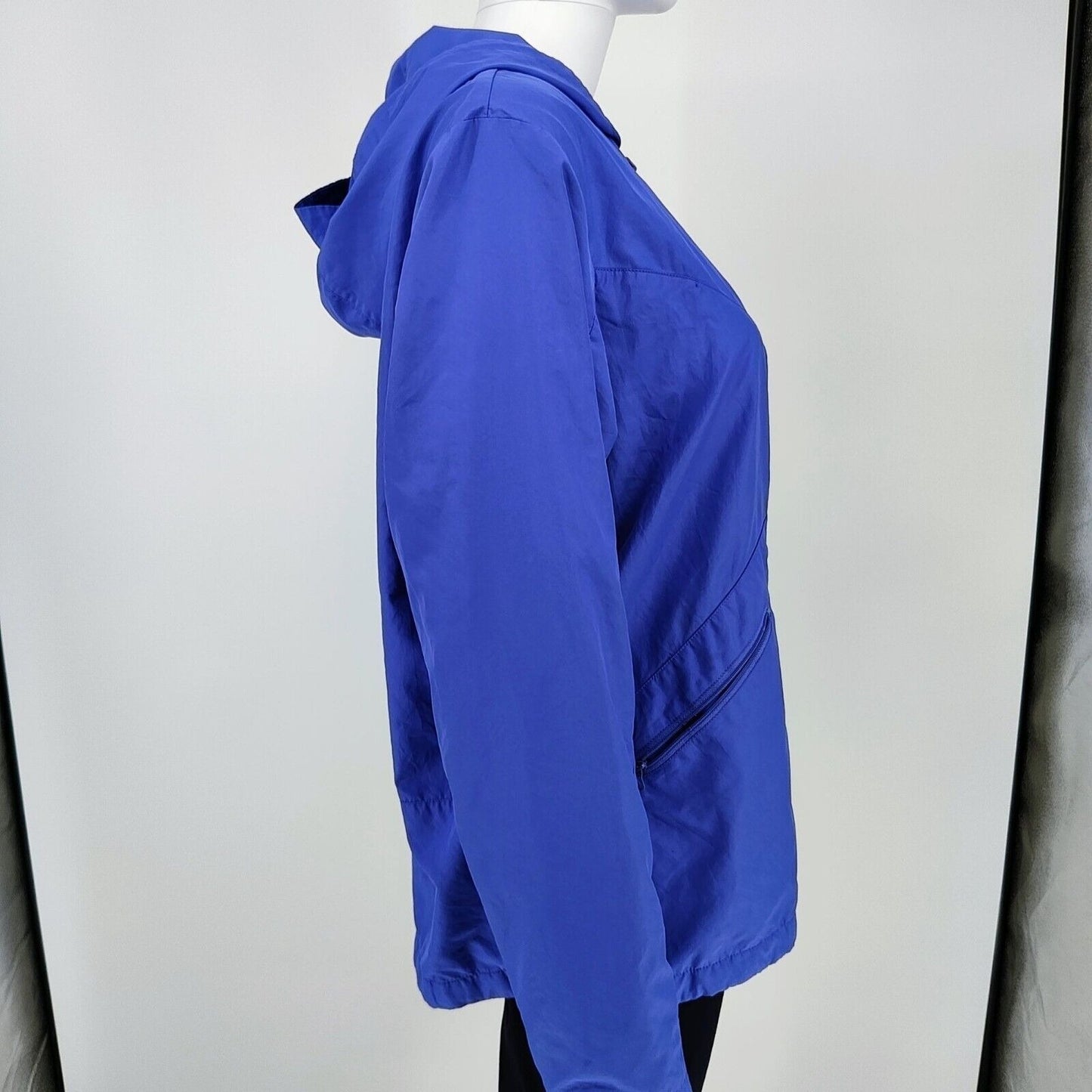 Vintage Adidas Y2K 2003 Womens Blue Hooded Windbreaker Jacket Fair Condition (L)
