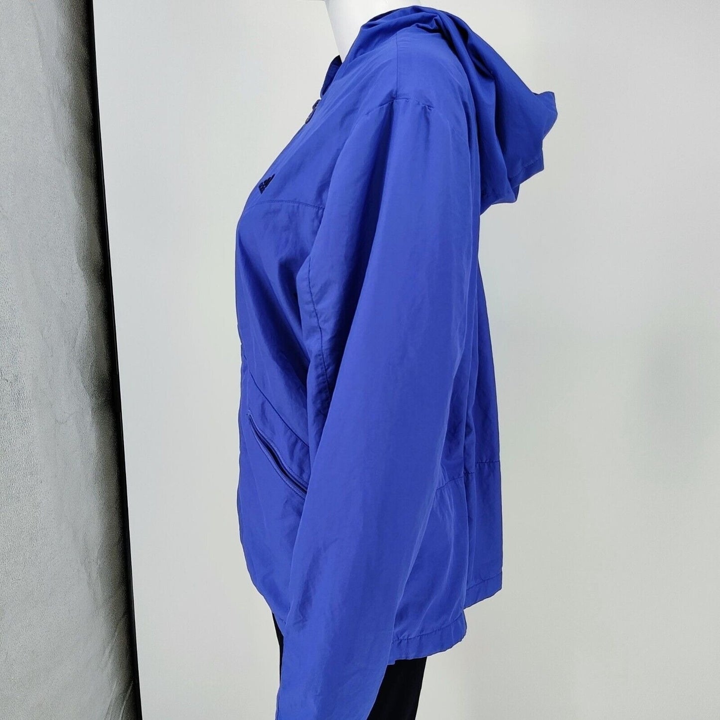 Vintage Adidas Y2K 2003 Womens Blue Hooded Windbreaker Jacket Fair Condition (L)