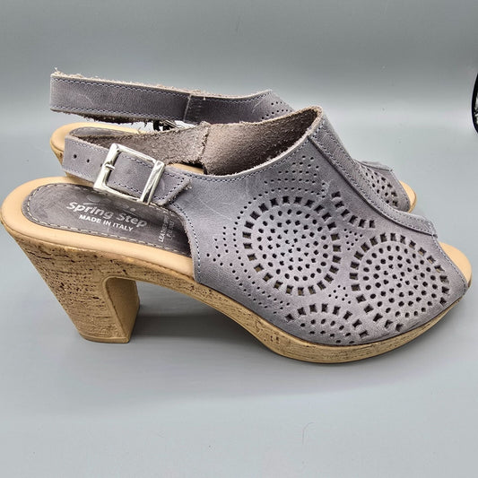 Spring Step Made in Italy Gray Leather Liberty Dress Sandals EU37 (US 6.5)