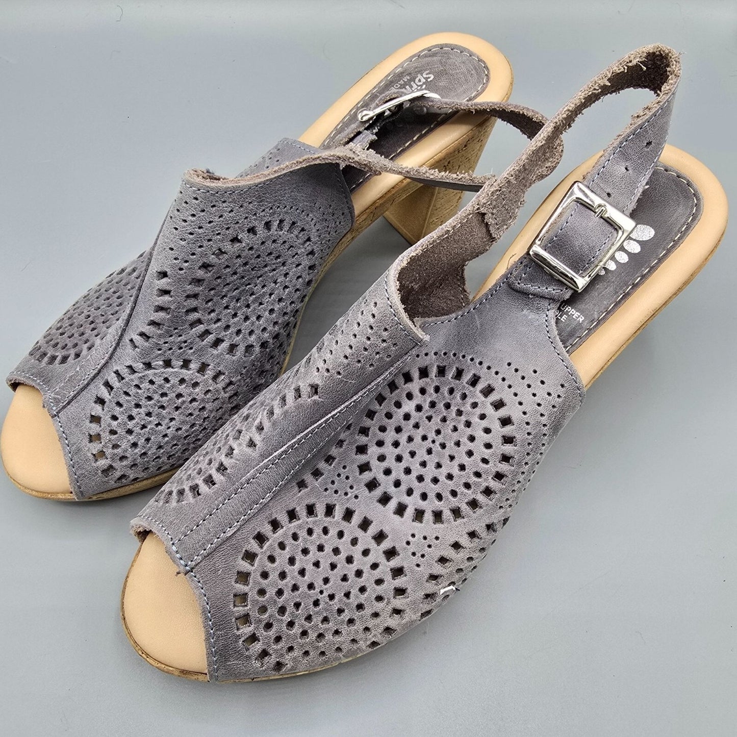 Spring Step Made in Italy Gray Leather Liberty Dress Sandals EU37 (US 6.5)