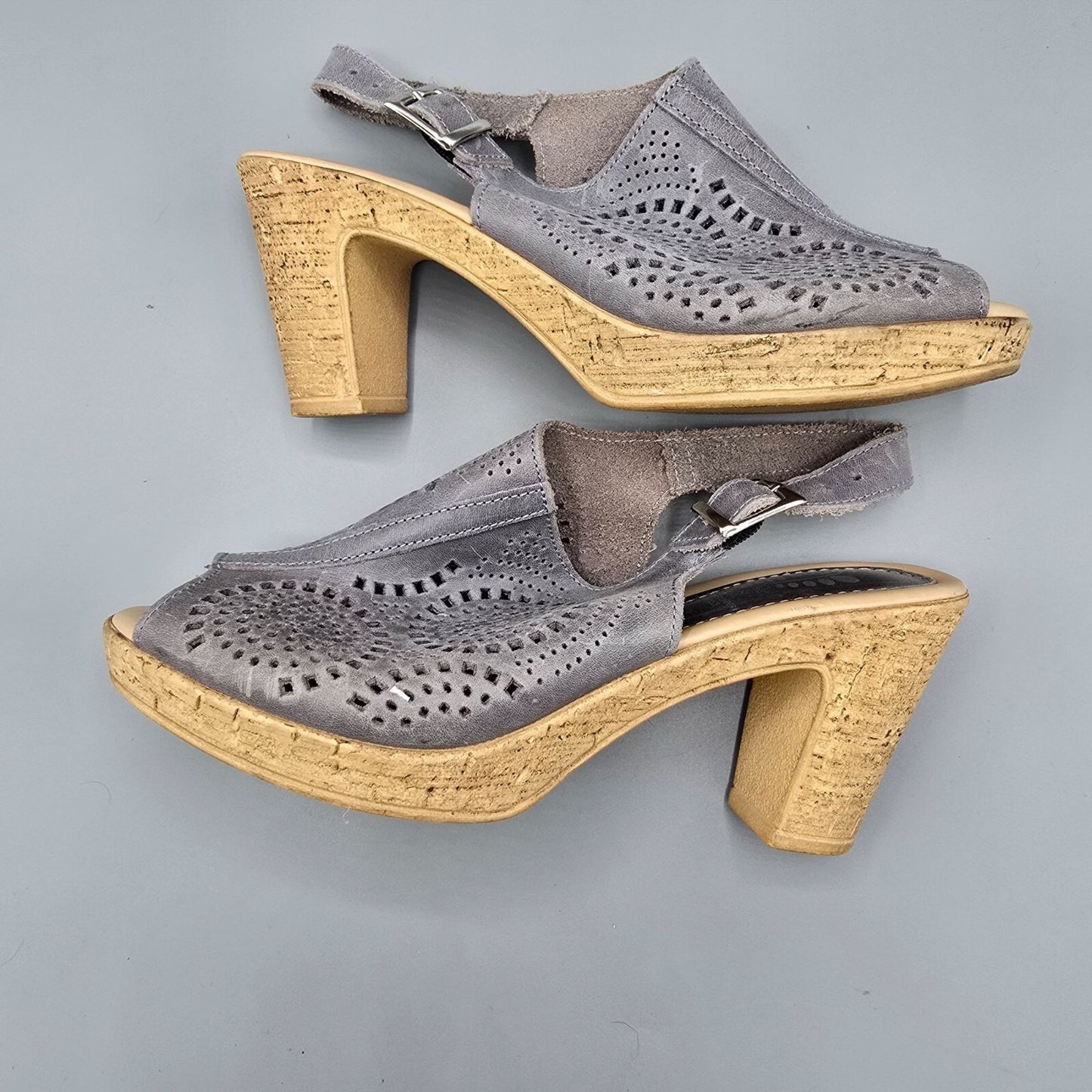 Spring Step Made in Italy Gray Leather Liberty Dress Sandals EU37 (US 6.5)