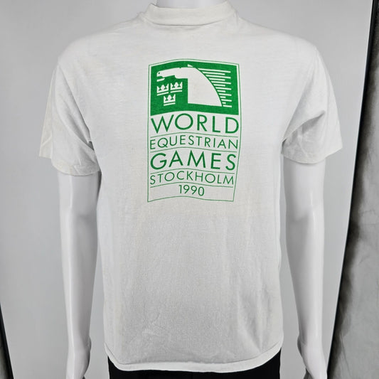 Vintage 1990 Hanes Beefy-T World Equestrian Games Stockholm T-Shirt (M)