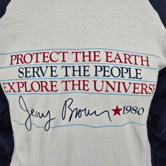 Vintage 1979 Jerry Brown Presidential Campaign Fundraiser Concert T-Shirt (S/M)