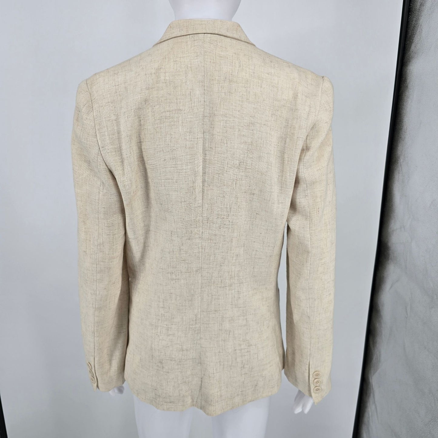 Vintage 1990s Harrington Square Flax-Blend Two Button Blazer Jacket (6 Tall)