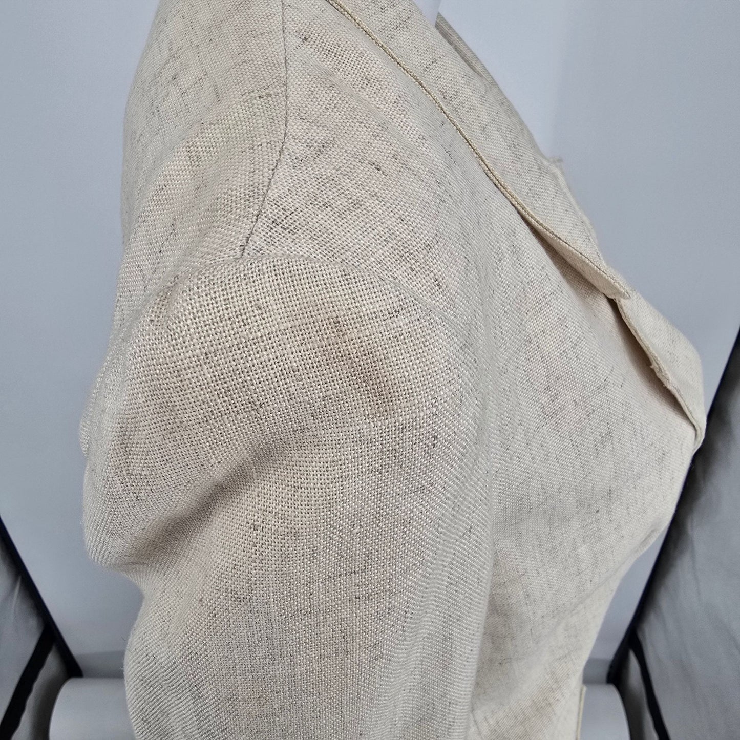 Vintage 1990s Harrington Square Flax-Blend Two Button Blazer Jacket (6 Tall)