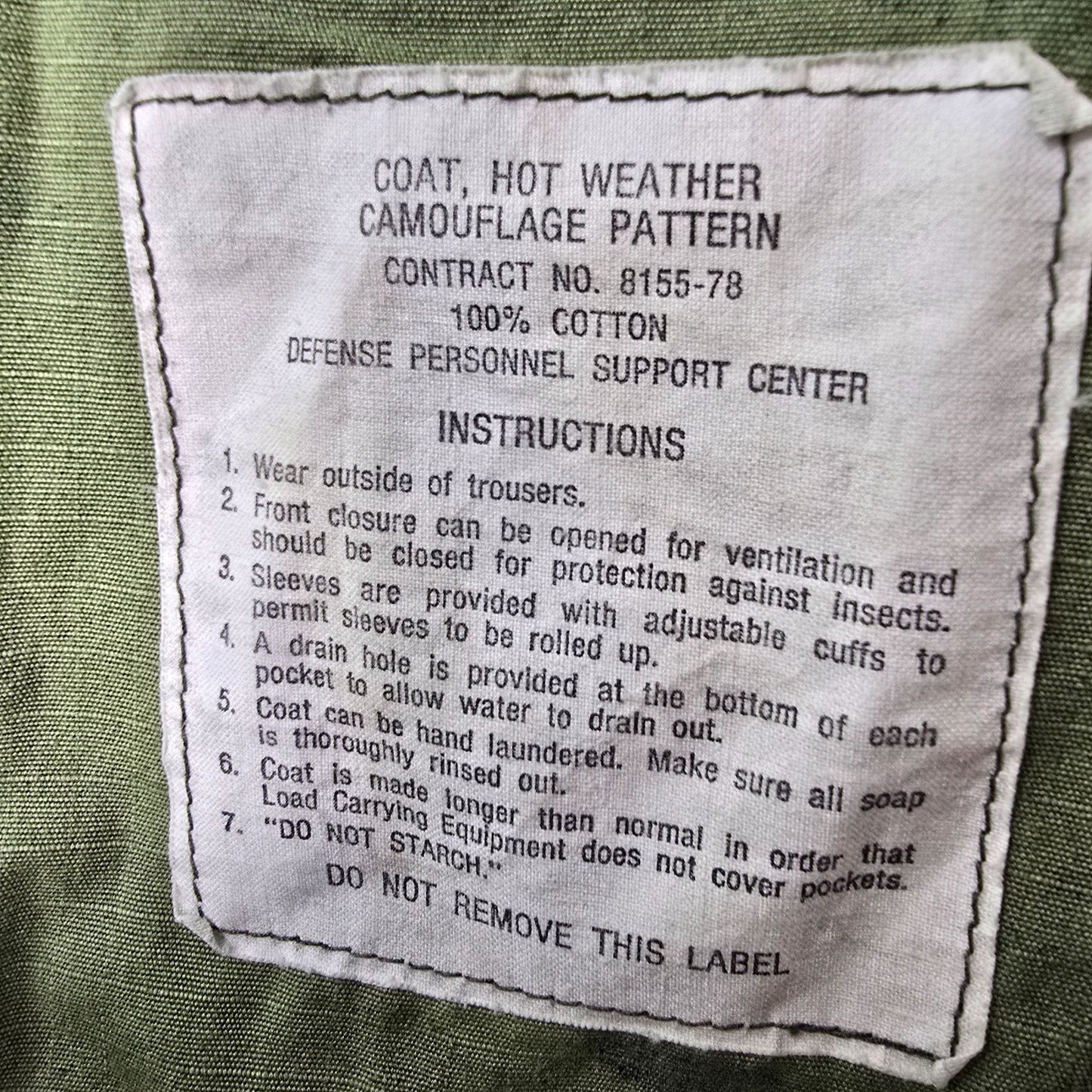 Vintage 1978 USMC ERDL Camouflage RDF Combat Uniform Jacket (Medium-Long)