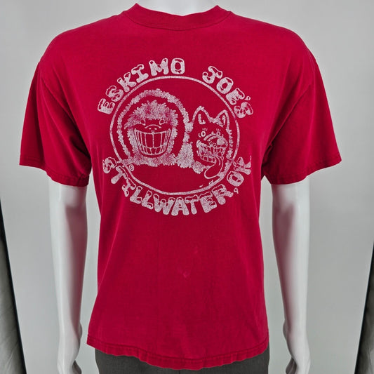 Distressed 2000s Hanes Beefy-T Eskimo Joe's Stillwater, OK T-Shirt (L)