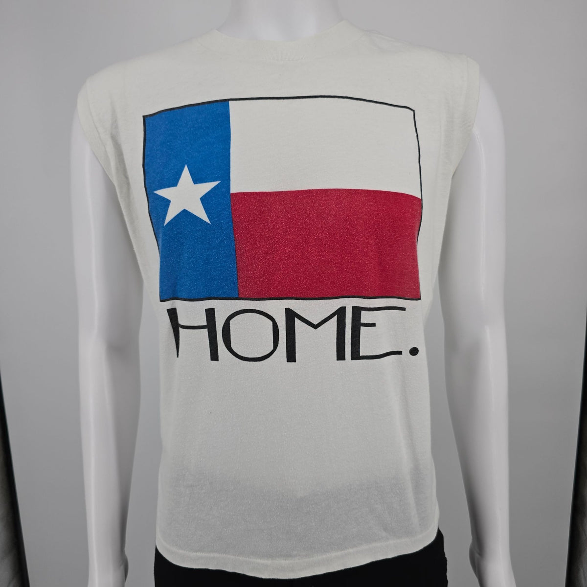 Vintage 1990s Sunbelt Sportswear "Home." Texas Flag Muscle Tee T-Shirt (L)