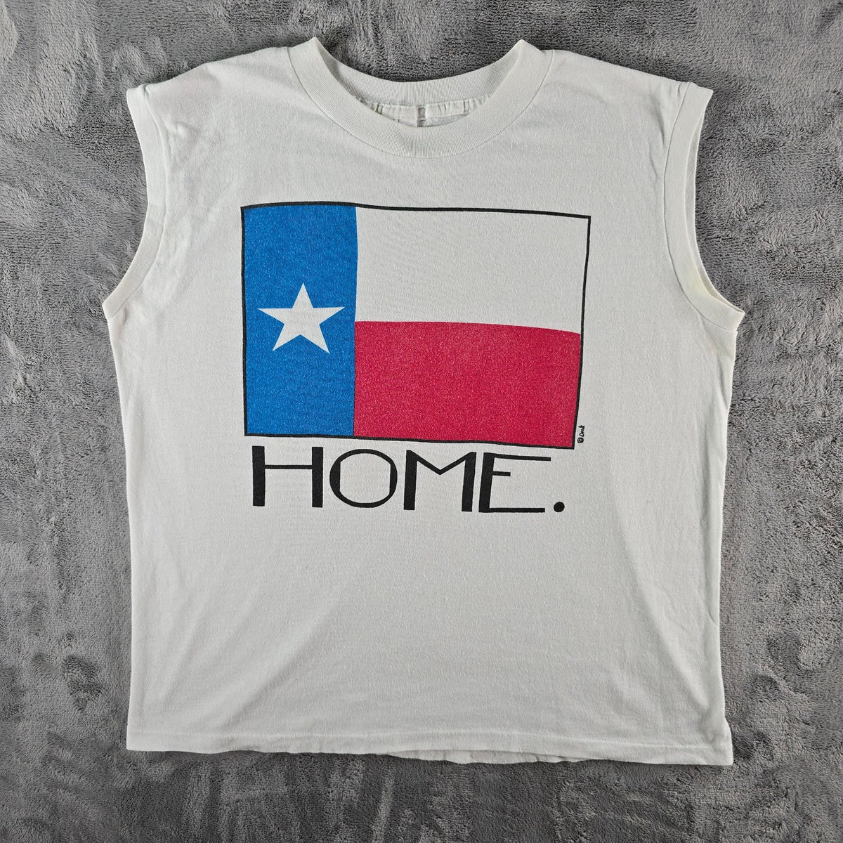 Vintage 1990s Sunbelt Sportswear "Home." Texas Flag Muscle Tee T-Shirt (L)